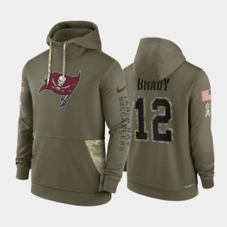 Buccaneers Tom Brady NO. 12 2022 Salute To Service Therma Performance Olive Hoodie
