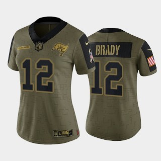 Women's Tom Brady Buccaneers Olive 2021 Salute To Service Limited Jersey