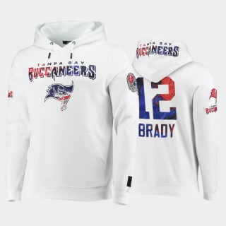 Tom Brady #12 Buccaneers White 2021 Independence Day Americana Pullover Hoodie