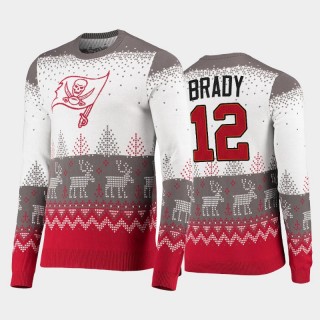 Buccaneers Tom Brady 2021 Christmas Gift White Big Logo Knit Ugly Sweater