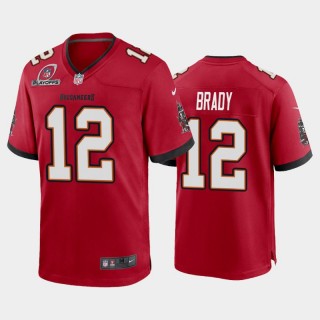 Buccaneers Tom Brady 2021 NFL Playoffs Patch Red Game Jersey