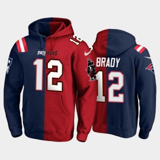Tampa Bay Buccaneers Patriots Tom Brady Split Name Number Hoodie - Red Navy