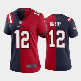Women's Tampa Bay Buccaneers Patriots Tom Brady Split Game Jersey - Red Navy