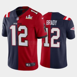 Tampa Bay Buccaneers & Patriots Tom Brady Super Bowl Champions Split Limited Jersey - Red Navy