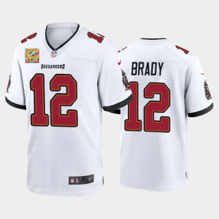 Buccaneers #12 Tom Brady Crucial Catch Captain Patch Game Jersey - White