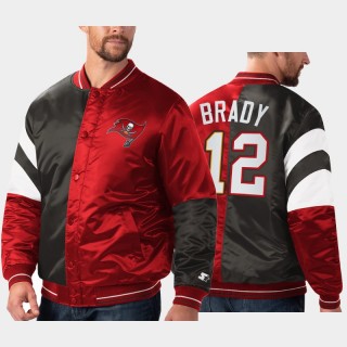 Buccaneers Tom Brady Split Leader Varsity Full-Snap Jacket - Red Black