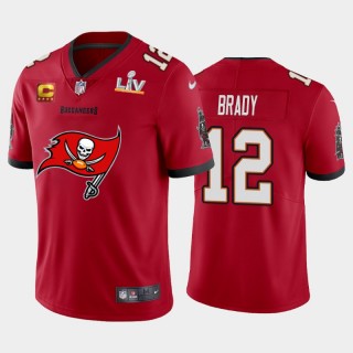 Buccaneers Tom Brady Red Super Bowl LV Champions Captain Patch Vapor Limited Jersey