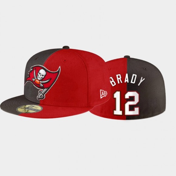 Tampa Bay Buccaneers Tom Brady Split Team Logo Hat - Red Pewter