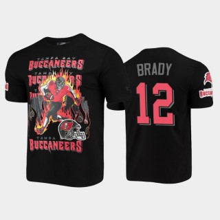 Tampa Bay Buccaneers Tom Brady Black Team Logo Skeleton T-Shirt