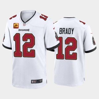 Buccaneers #12 Tom Brady Captain Patch Game Jersey - White
